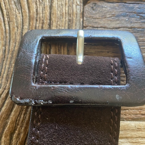 Brown suede belt with leather inside medium - Picture 2 of 5
